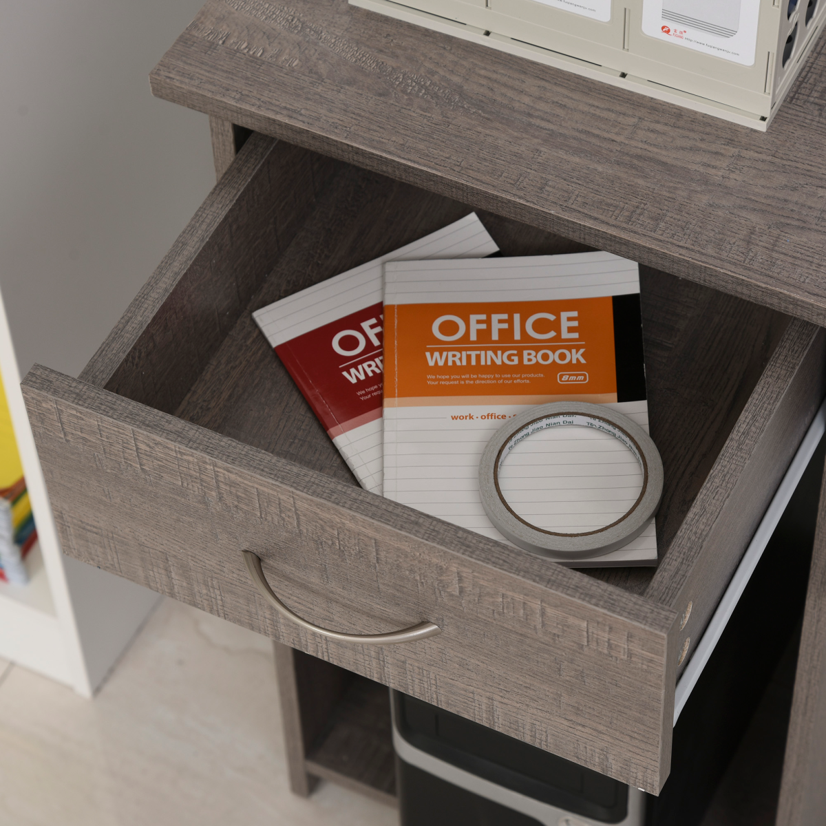 HOMCOM L-Shaped Corner Computer Desk with 2-Tier Side Shelves – Wide Home Office Workstation, Grey