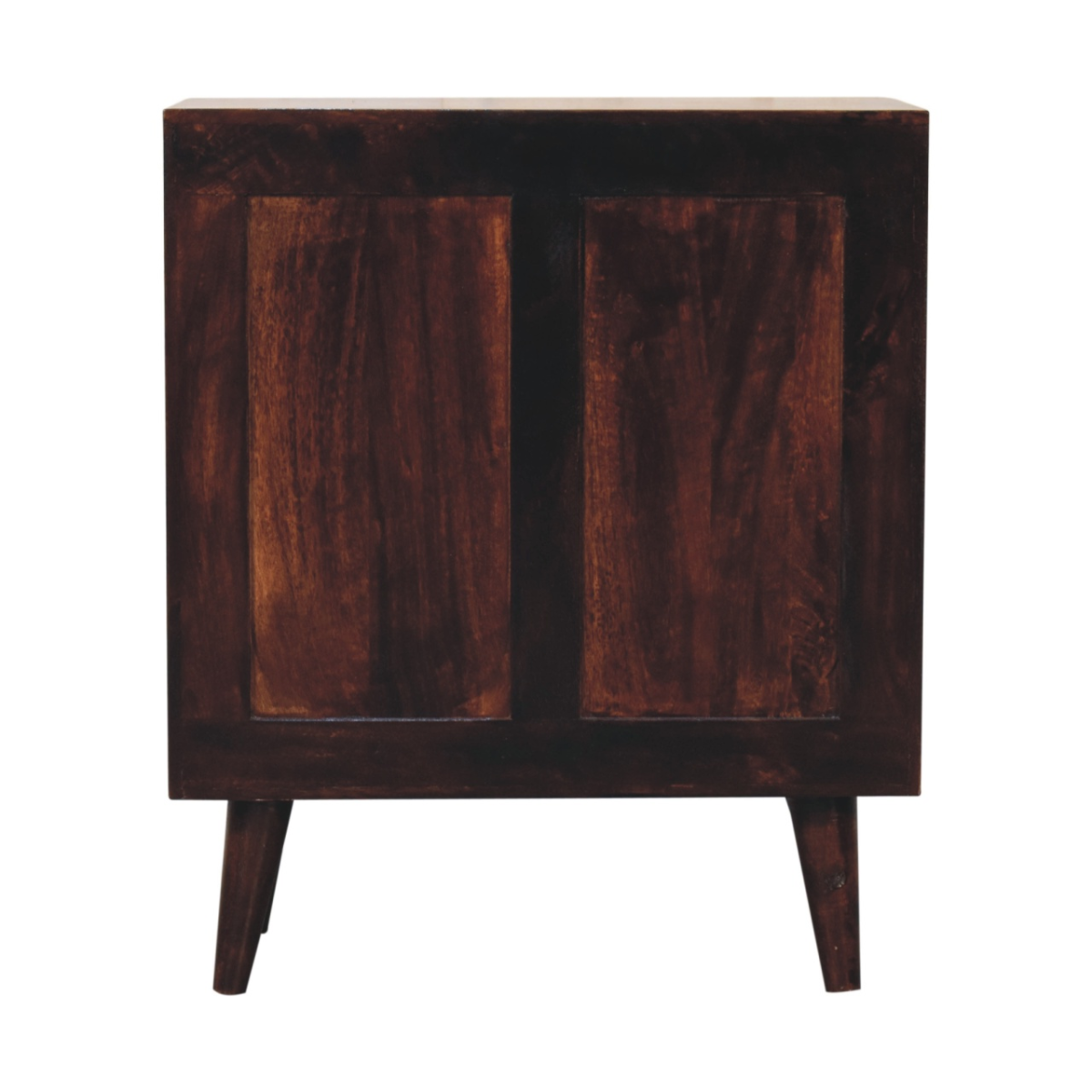 Artisan Furniture Mini Pineapple Carved Walnut Cabinet – Solid Mango Wood, 2 Doors, Nordic Feet, Brown