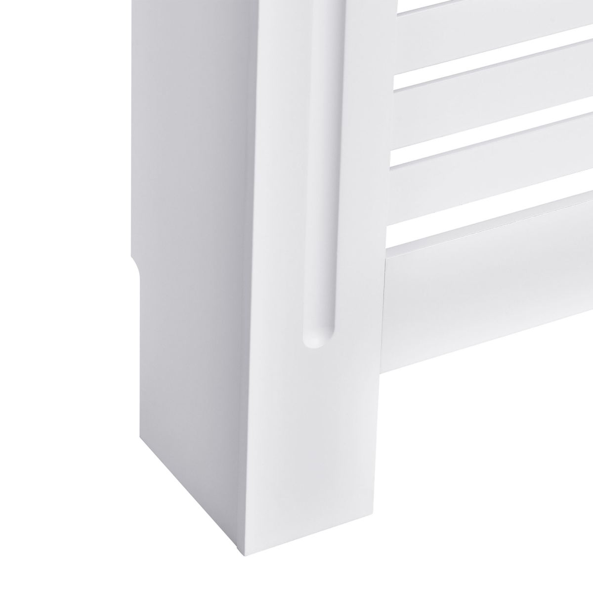 HOMCOM White Slatted MDF Radiator Cover with Top Shelf – 152cm Modern Heater Cabinet
