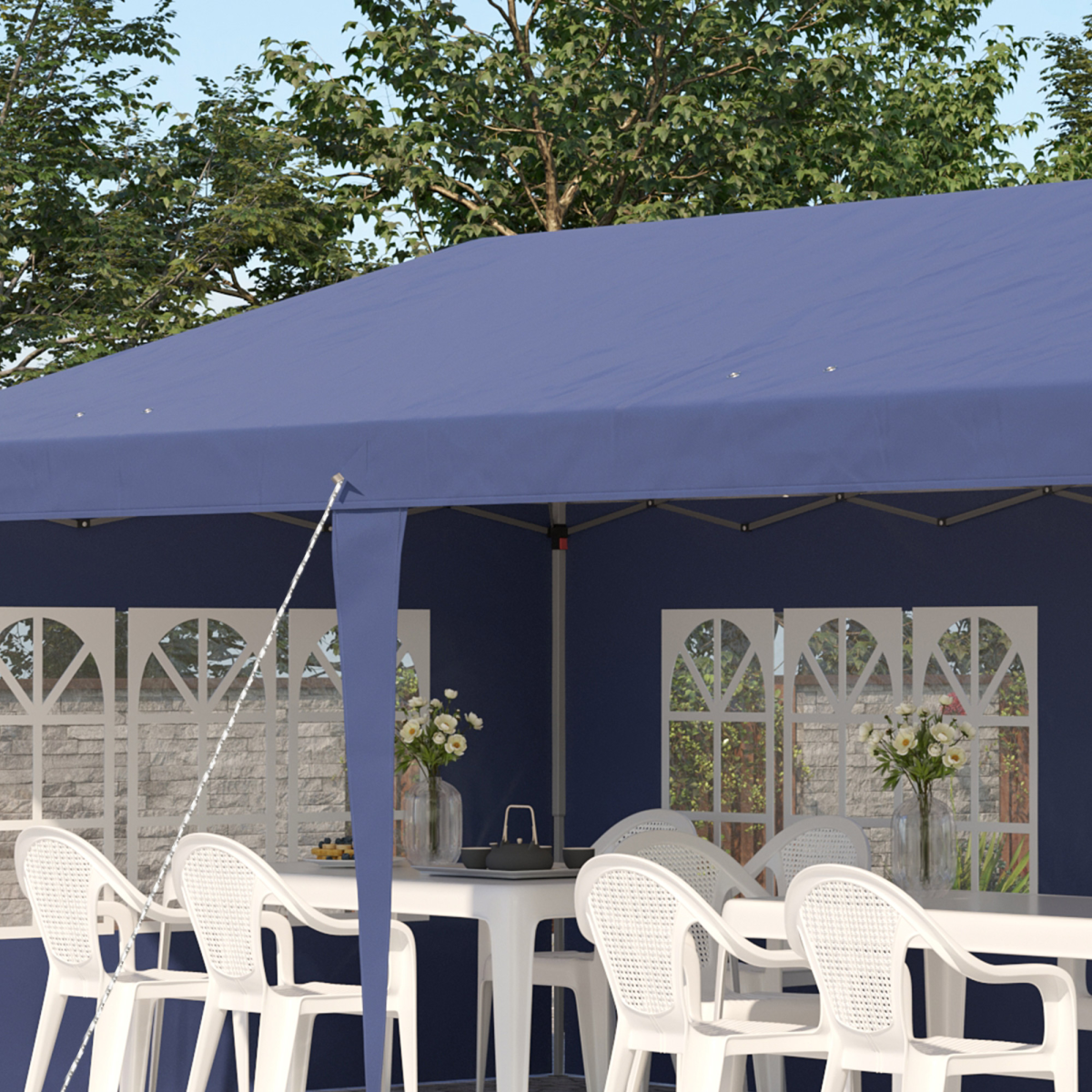 Outsunny 3x6m Heavy-Duty Gazebo Marquee Party Tent with 4 Removable Walls & Steel Frame – Garden Events, Blue