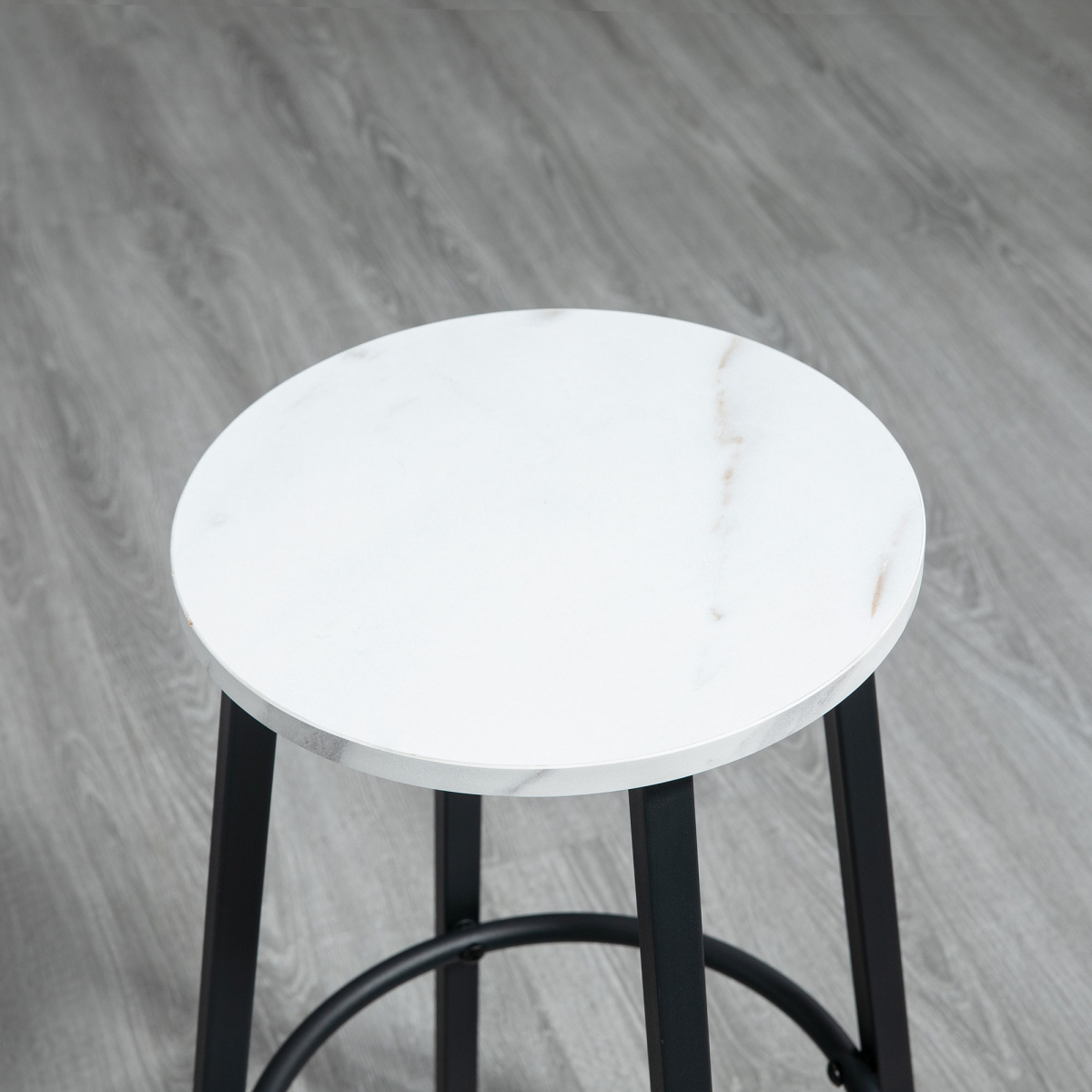 HOMCOM 3 Piece Bar Table Set for 2 with Stools & Footrests, Steel Frame – Kitchen Breakfast Bar Set, White