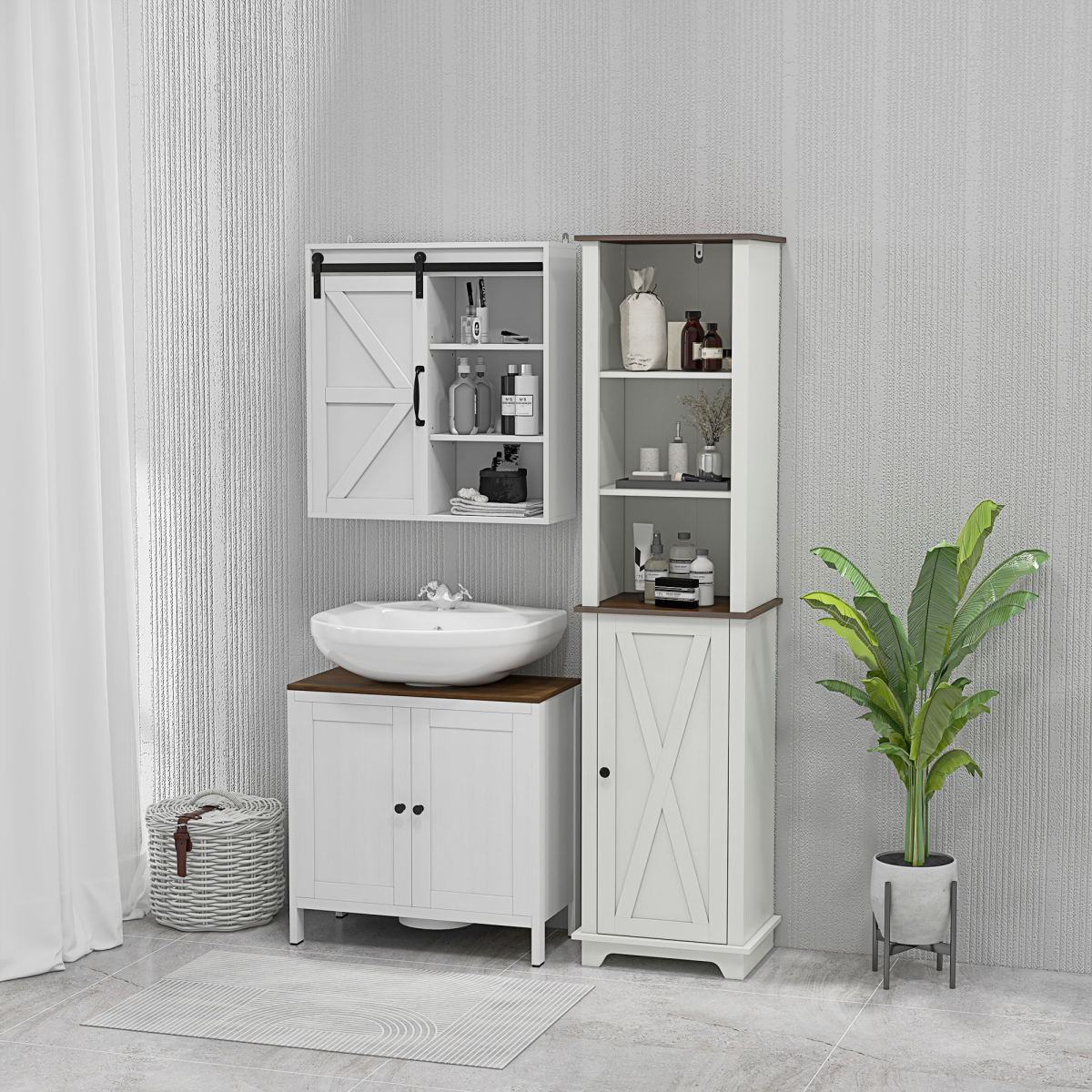 kleankin Tall Slim Bathroom Storage Cabinet with Door & Adjustable Shelves – Space-Saving Tallboy