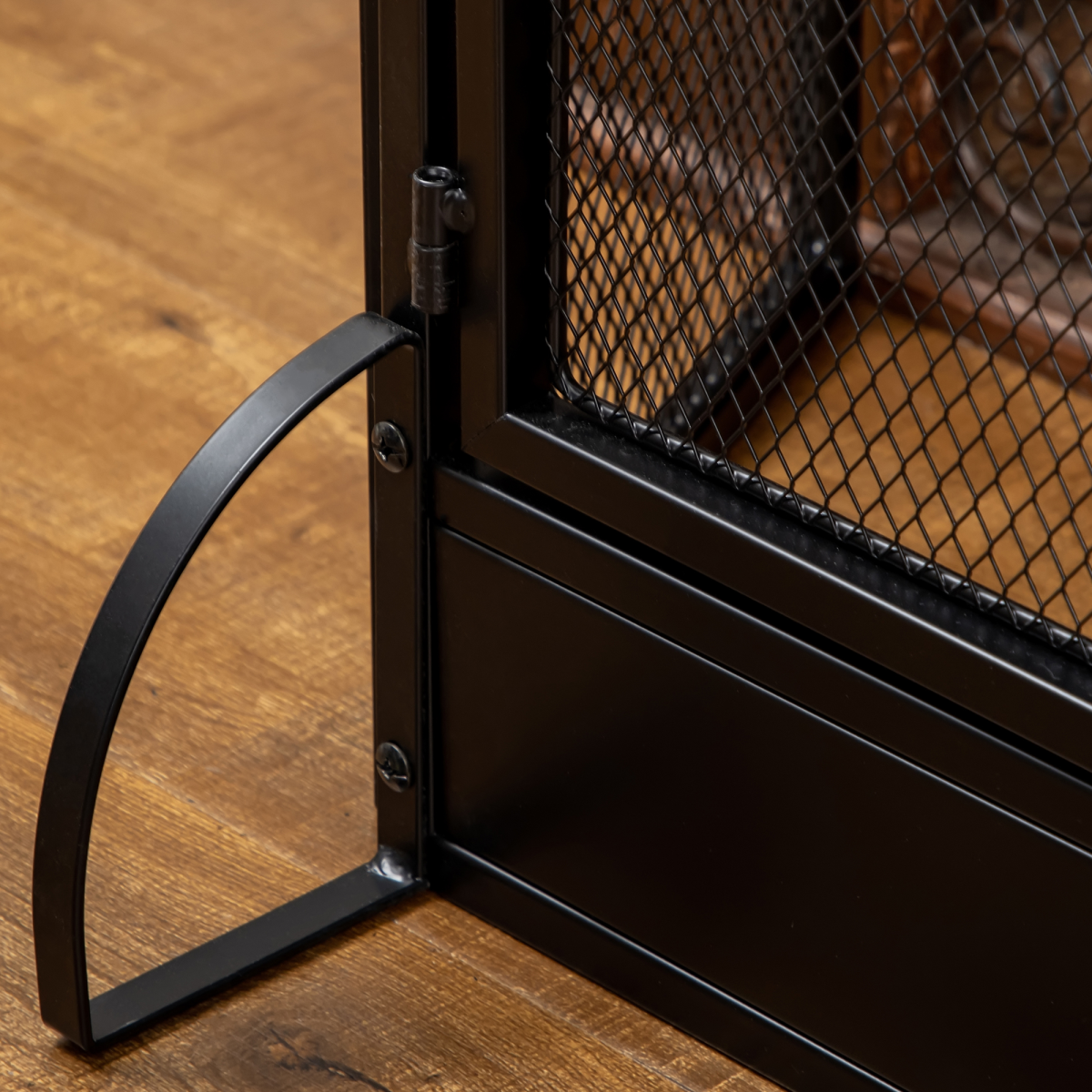 HOMCOM 3-Panel Folding Fireplace Screen with Spark Guard and Metal Mesh Fireguard – Double Access Door, Black