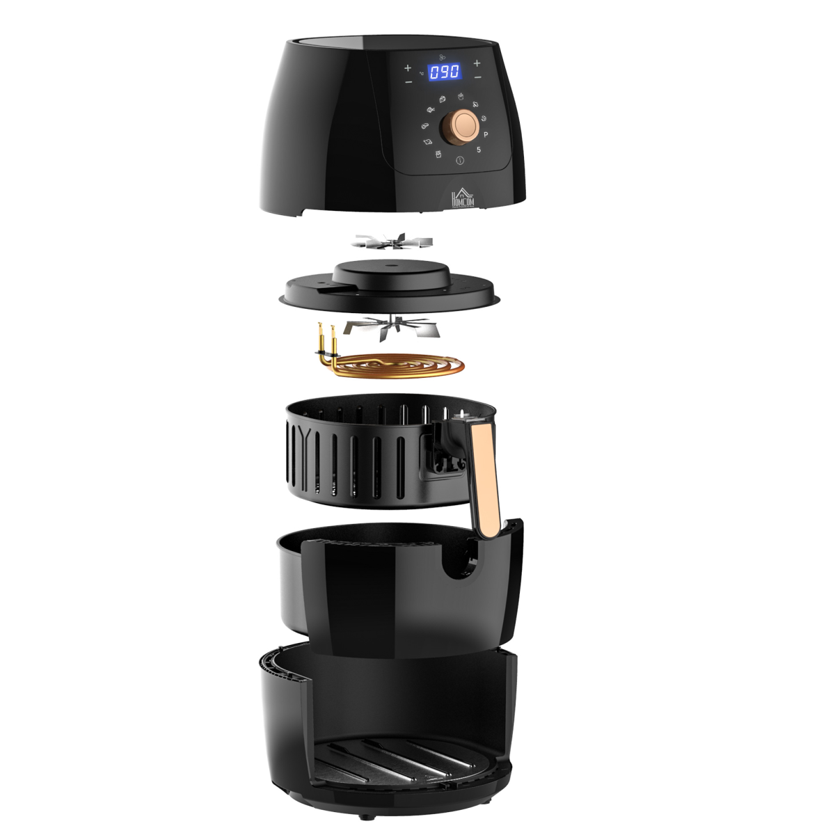 HOMCOM 5.5L Air Fryer 1700W with Digital Display & Adjustable Temperature – 8 Cooking Programmes