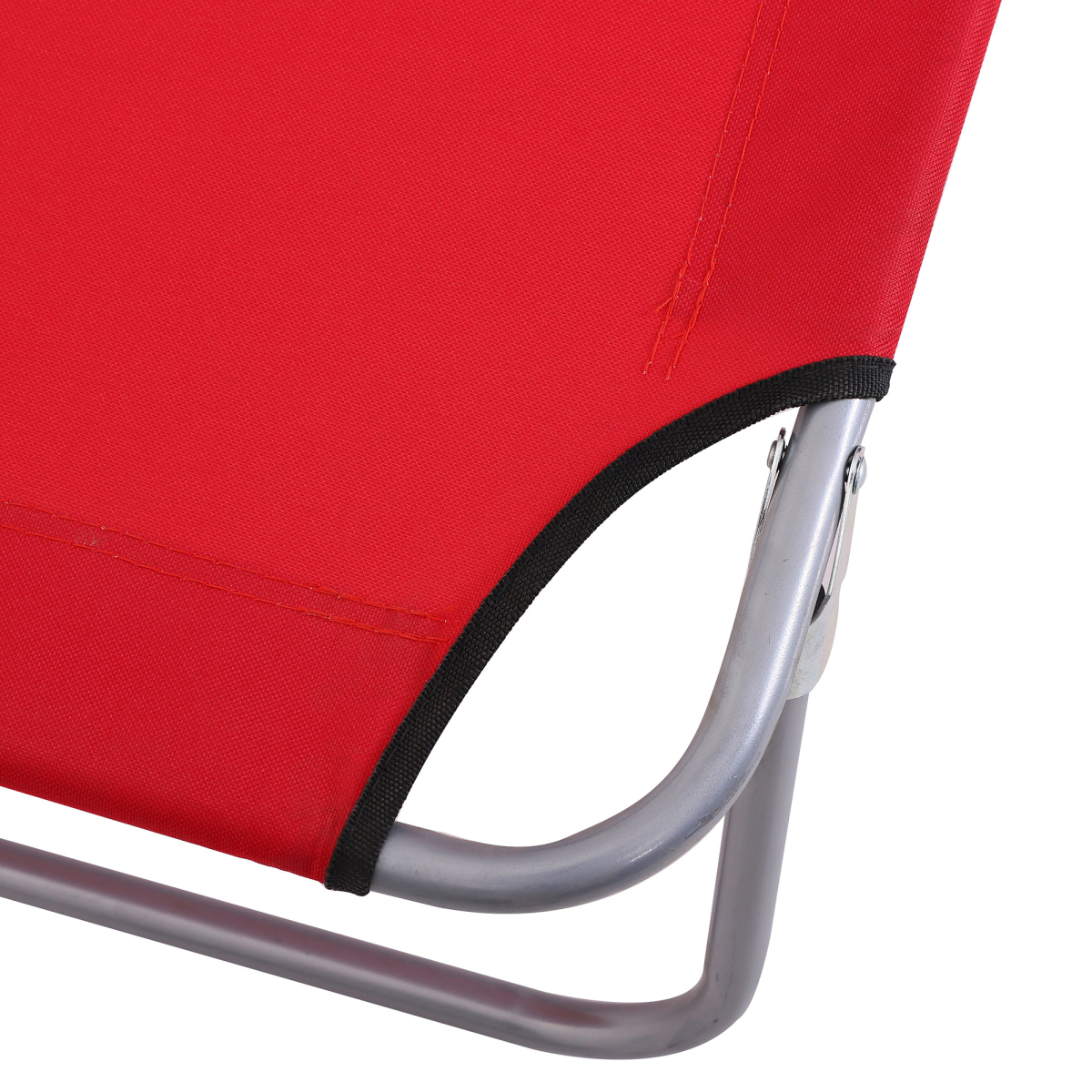 Outsunny Folding Sun Lounger with Sunshade and 4-Level Adjustable Back – Portable Recliner for Camping, Red