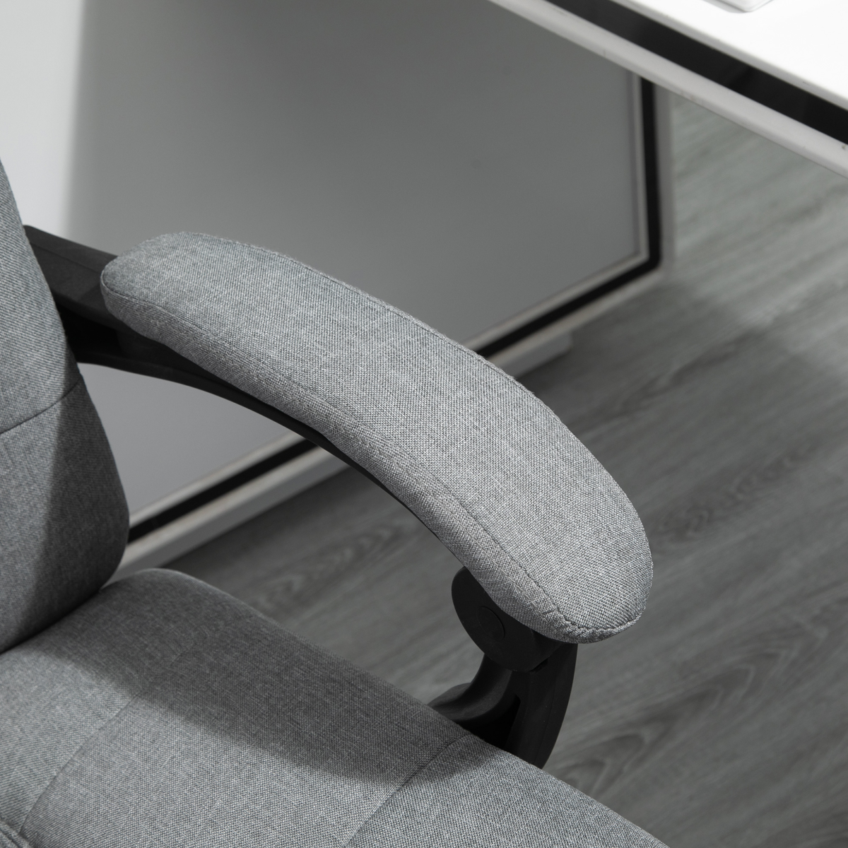 Reclining Office Chair with Footrest & Removable Pillow, 155° Recline – Home Office Chair, Light Grey