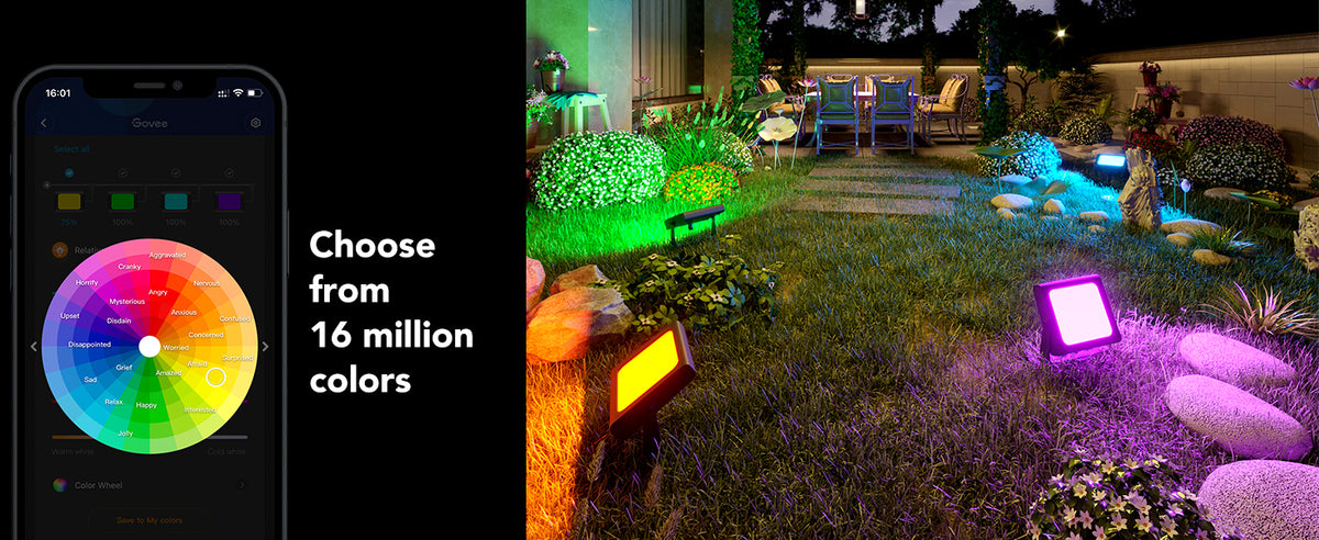 GOVEE RGBICWW Smart LED Flood Lights, 4-Pack – 16 Million Colours, App & Alexa Control