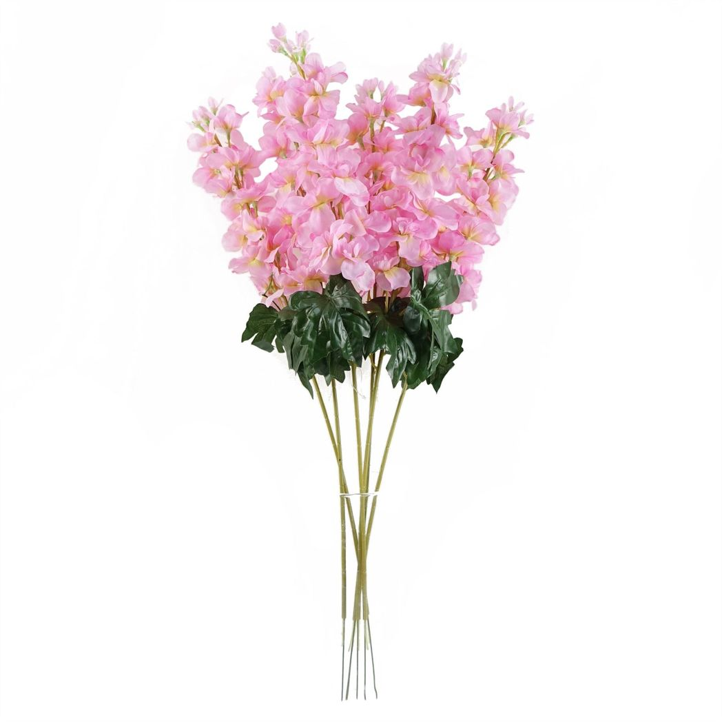 Pack of 6 Artificial Pink Delphinium Stems, 75cm with Silk Petals – Home Floral Decor
