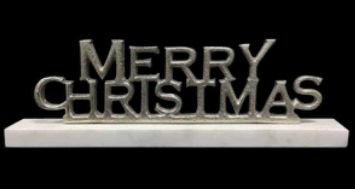 Nickel Merry Christmas sign on stand