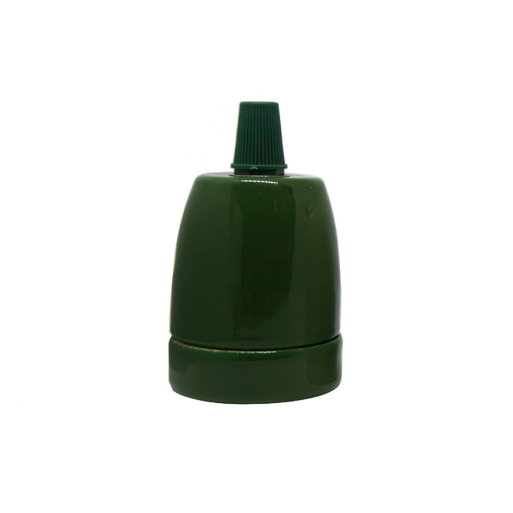LEDSONE Vintage E27 Porcelain Lamp Holder with Cable Grip – Edison Retro Pendant DIY Accessory, Green