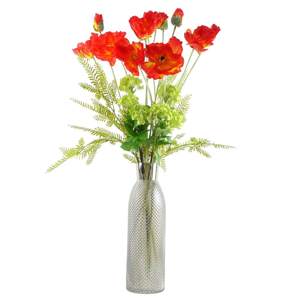 Pack of 6 x 100cm Artificial Poppy Stem – 2 Flowers