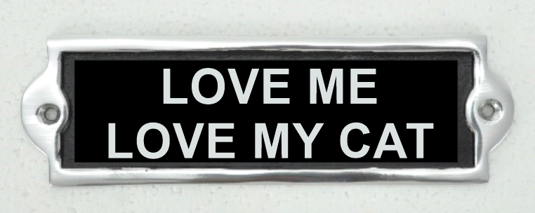 Love My Cat Aluminium Cast Iron Door Sign – Humorous 20cm Wall Decor Gift Sign