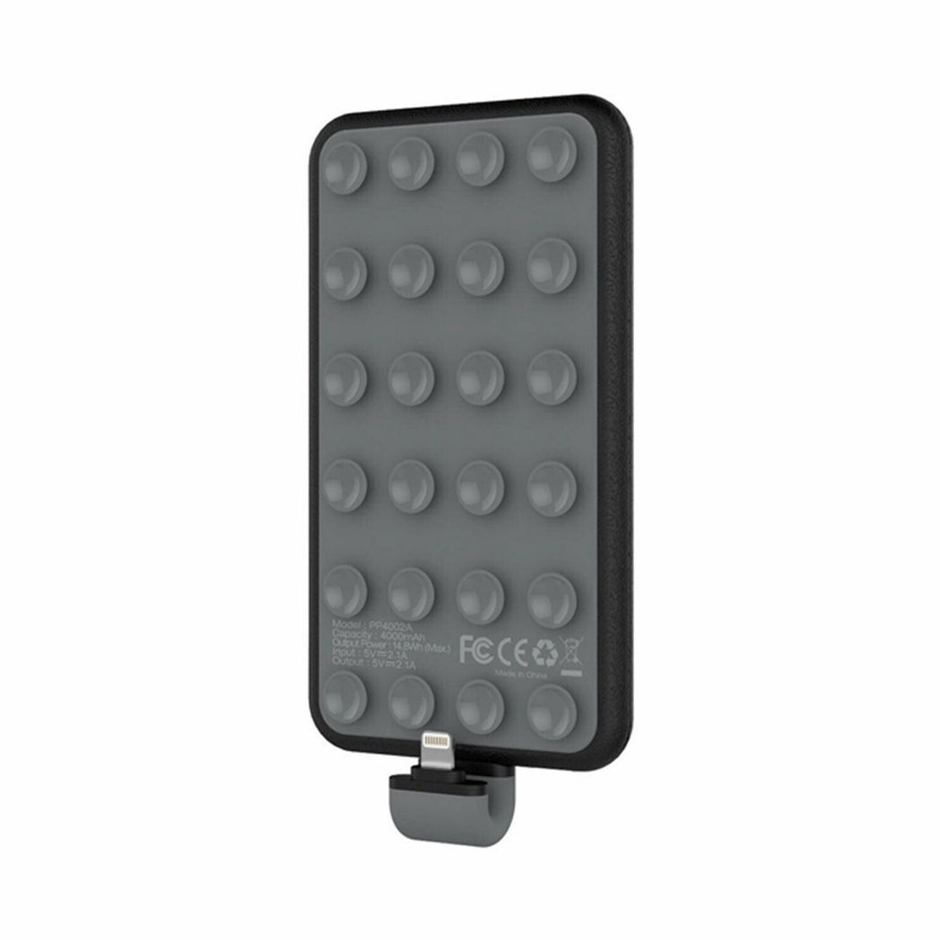 Energizer 4000mAh Slim Power Bank with Built-in Micro USB Tip & Suction Cups – Portable Charger, Black