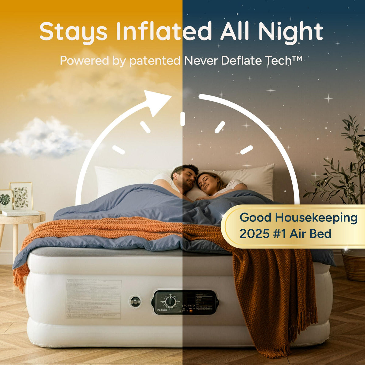 Huddle Airbed Lux King Size with Never-Deflate™ Technology – Guest Air Bed for Home & Camping