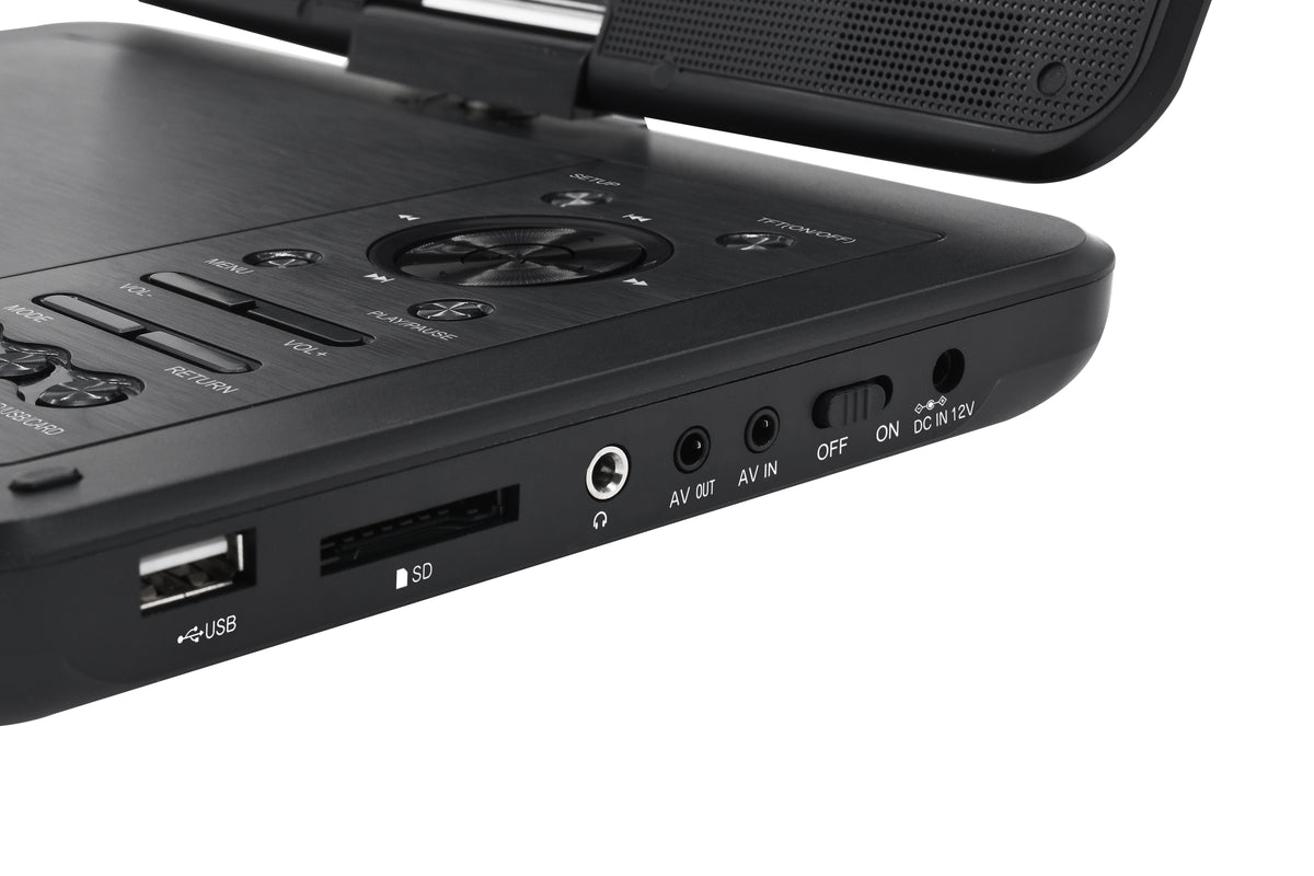 Oakcastle DVD120 Portable DVD Player with 10.5-Inch HD Swivel Screen – Rechargeable, Region Free, Car Powered
