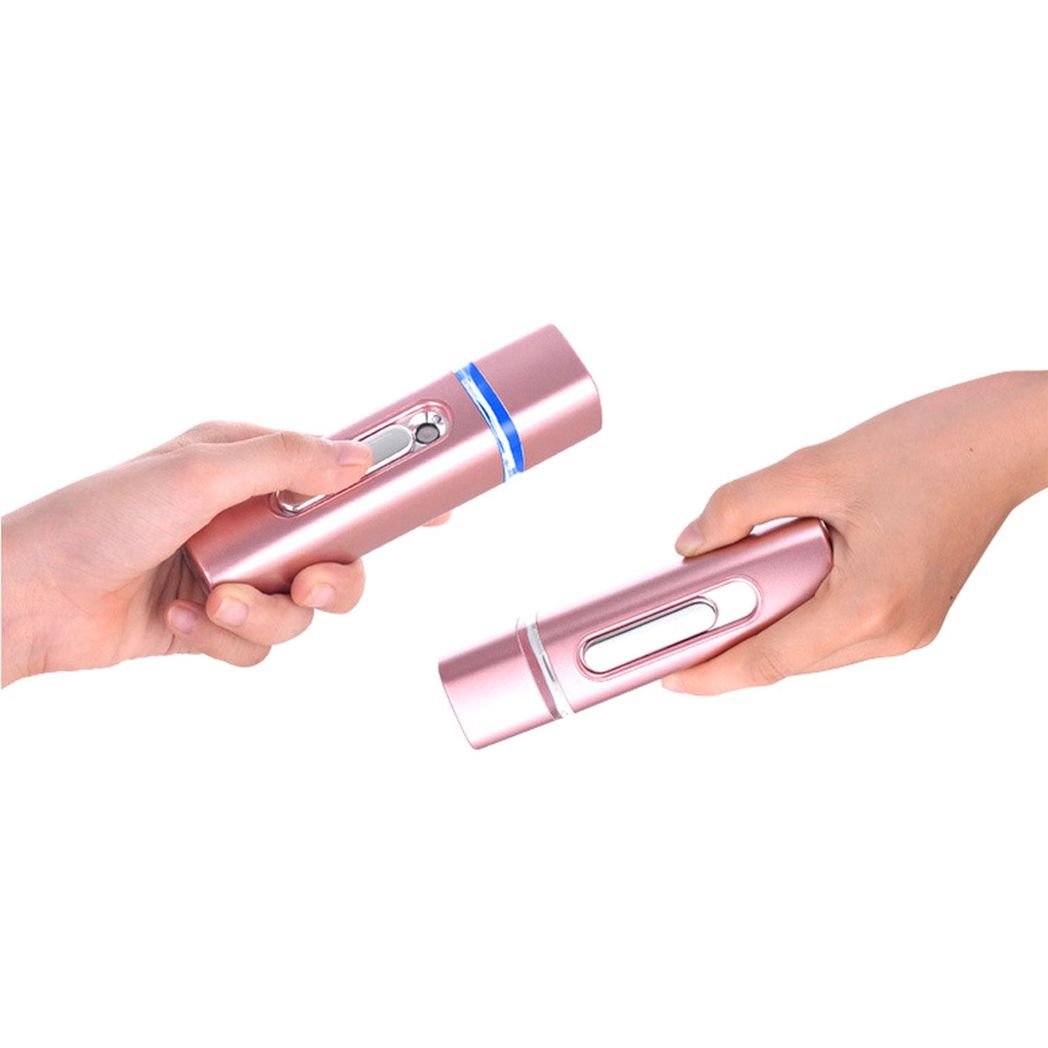 2 in 1 Portable Nano Mist Facial Sprayer with 2800mAh Power Bank – Handheld, USB Rechargeable, Rose Gold