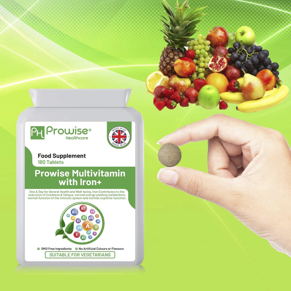 Prowise Healthcare Multivits and Iron+ Daily Multivitamin Tablets – Health Support, 180 Tabs