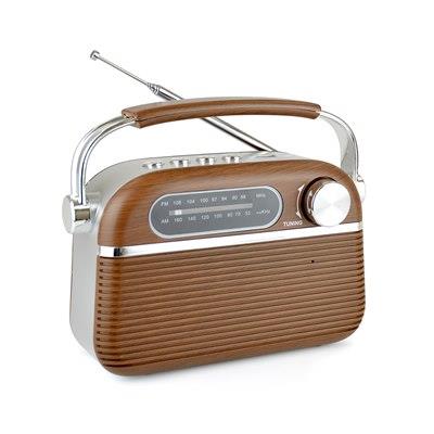 Lloytron Vintage Bluetooth Rechargeable Radio with AM/FM, USB and Micro SD MP3 Playback – Wood Effect