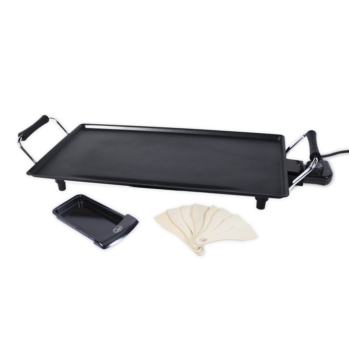 Quest Non-Stick Electric Teppanyaki Table Top Grill with Adjustable Temperature – Meat, Veg & Egg Cooker