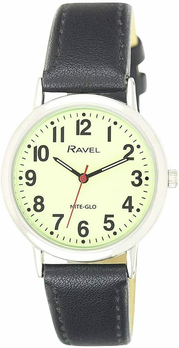 Ravel Men's Glow in the Dark Watch with Luminous Dial & Bold Numbers – Basic Quartz Watch, R.GL.03