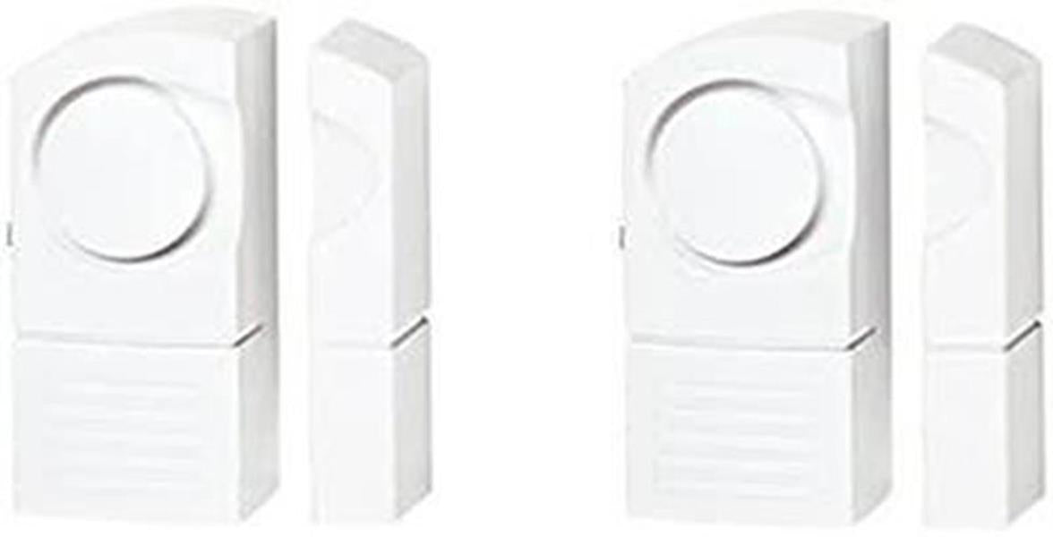 Benross Pack of 2 Mini Wireless Window Alarms with Vibration & Movement Detection – Battery Powered Home Security, White