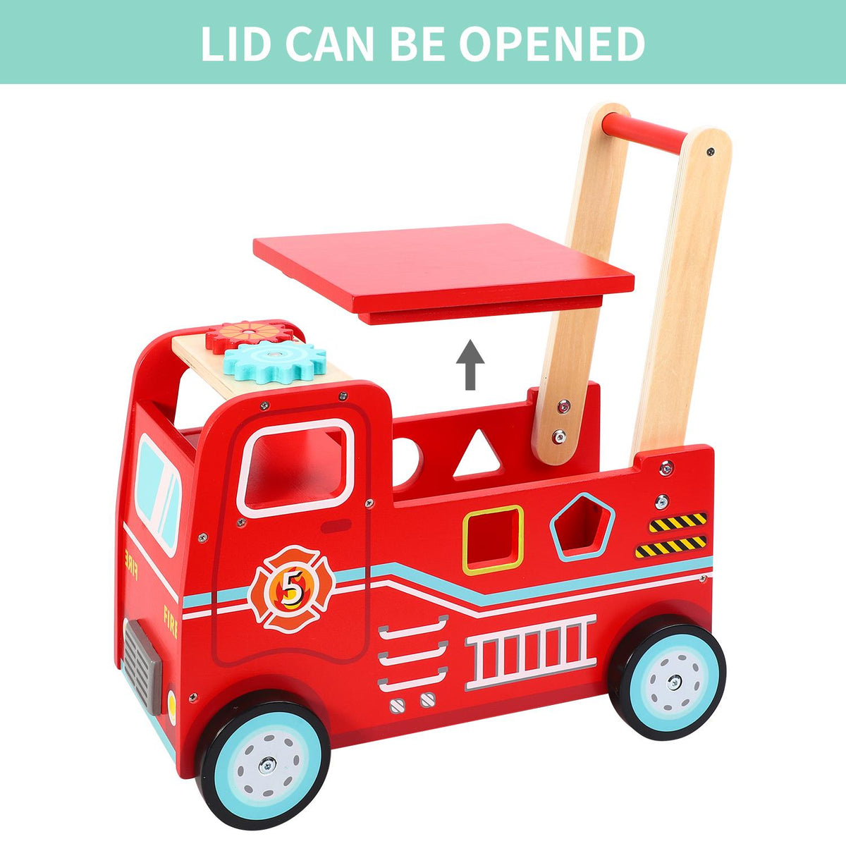 SOKA Fire Engine Ride-On and Push Toy – Red Fire Truck for Kids' Imaginative Play