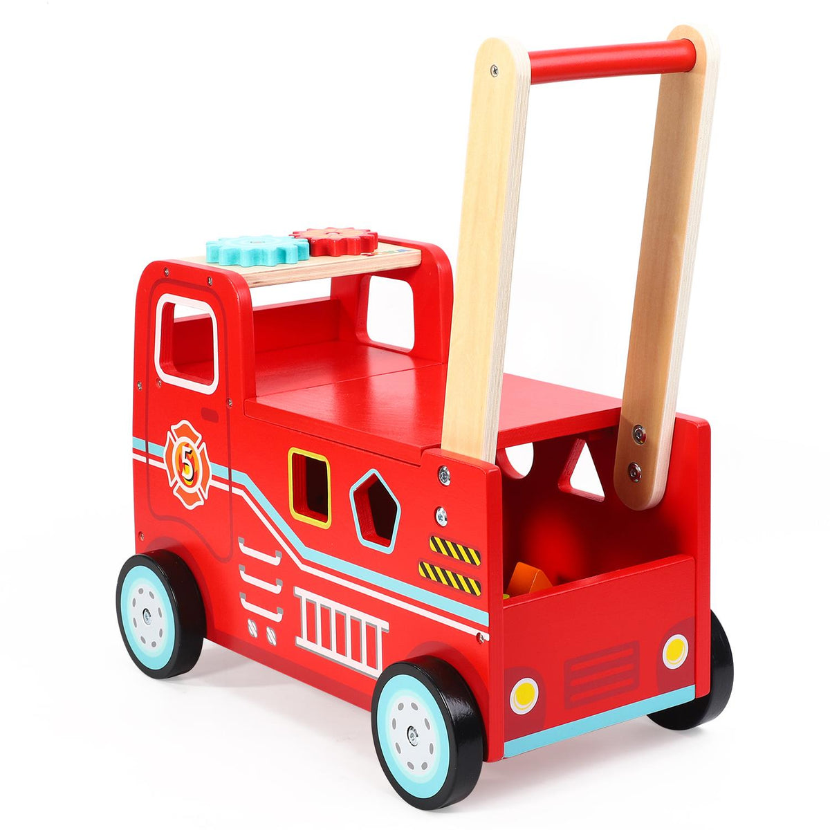 SOKA Fire Engine Ride-On and Push Toy – Red Fire Truck for Kids' Imaginative Play