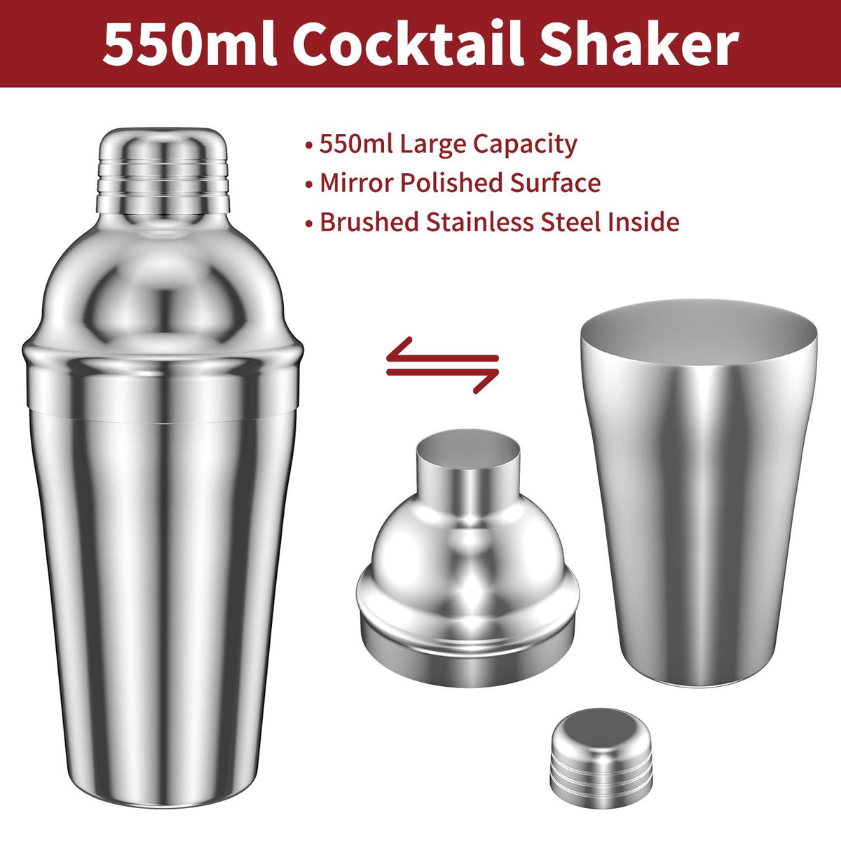 Vinsani 15-Piece Cocktail Set – Cocktail Shaker and Bar Tools for Home Bartending