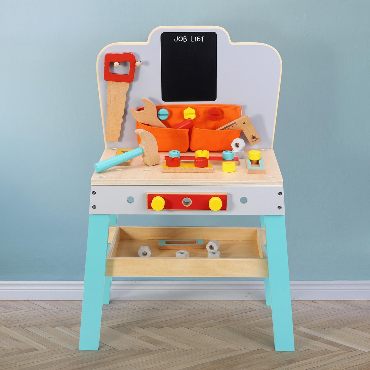 SOKA My First Wooden Workbench with DIY Tools – Chunky Pretend Play Toy for Little Builders