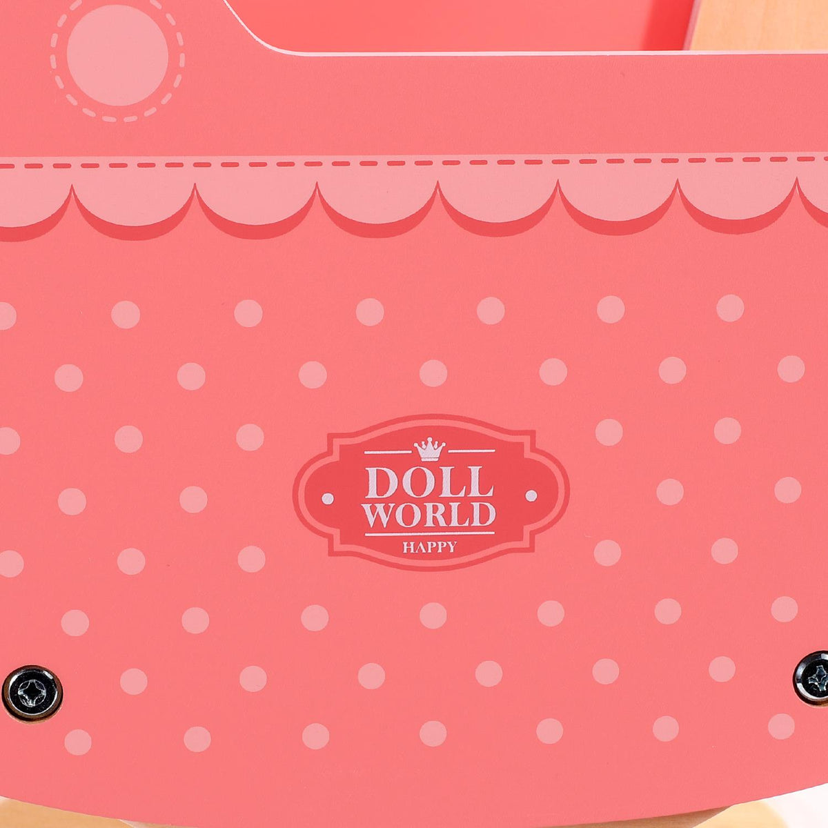 SOKA Wooden Doll World Pram with Bedding, Lace Trim & Polka Dots – Pretend Play Toy for Toddlers, Pink