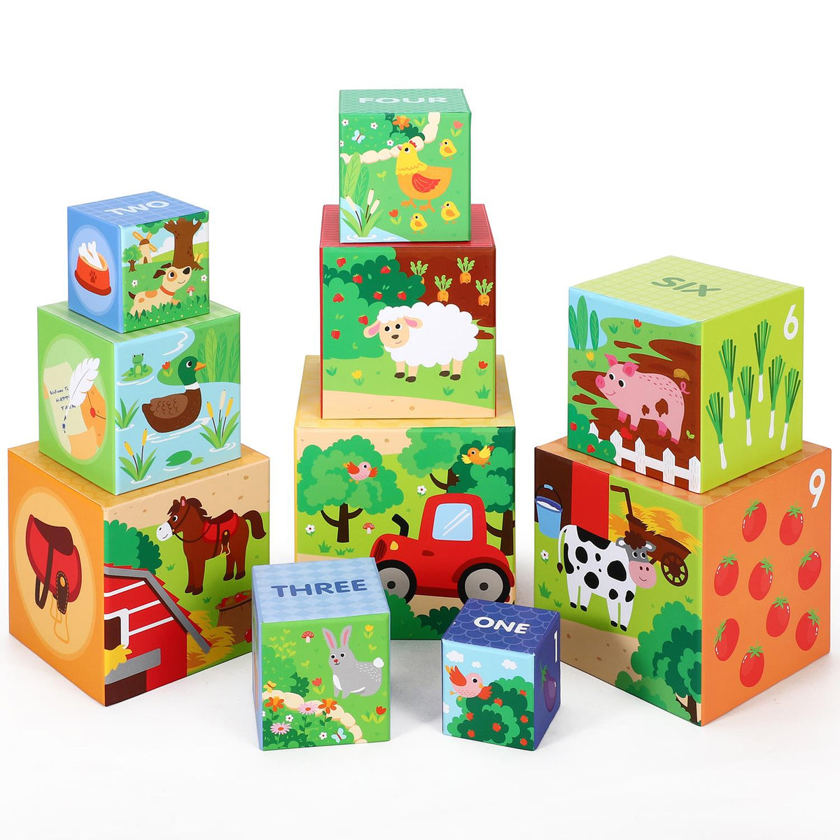 SOKA My Farm Stacking Cubes – Nesting and Stacking Cube Blocks, Educational Toy for Kids