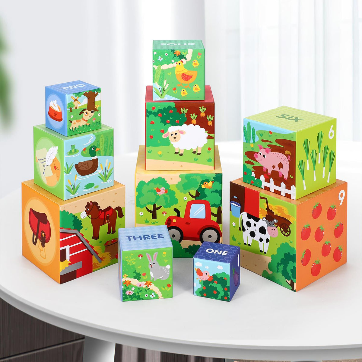 SOKA My Farm Stacking Cubes – Nesting and Stacking Cube Blocks, Educational Toy for Kids