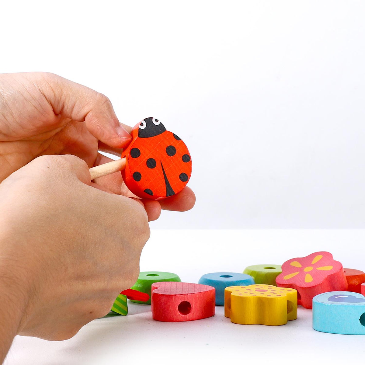 SOKA First Threading Lacing Blocks Set – Colourful Chunky Shapes for Early Learning