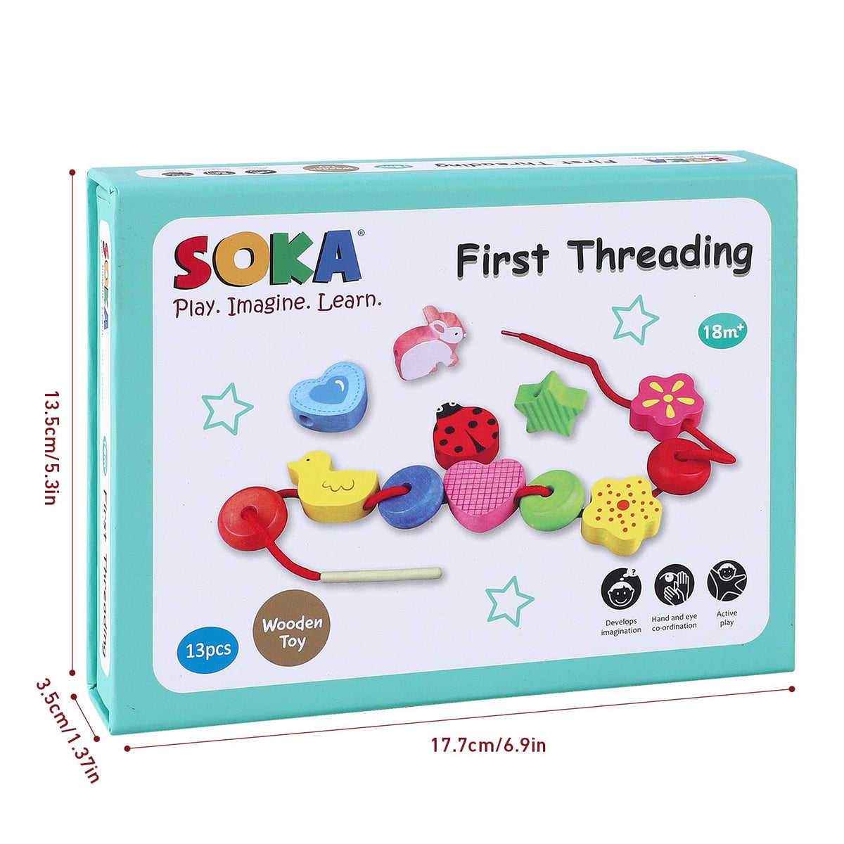 SOKA First Threading Lacing Blocks Set – Colourful Chunky Shapes for Early Learning