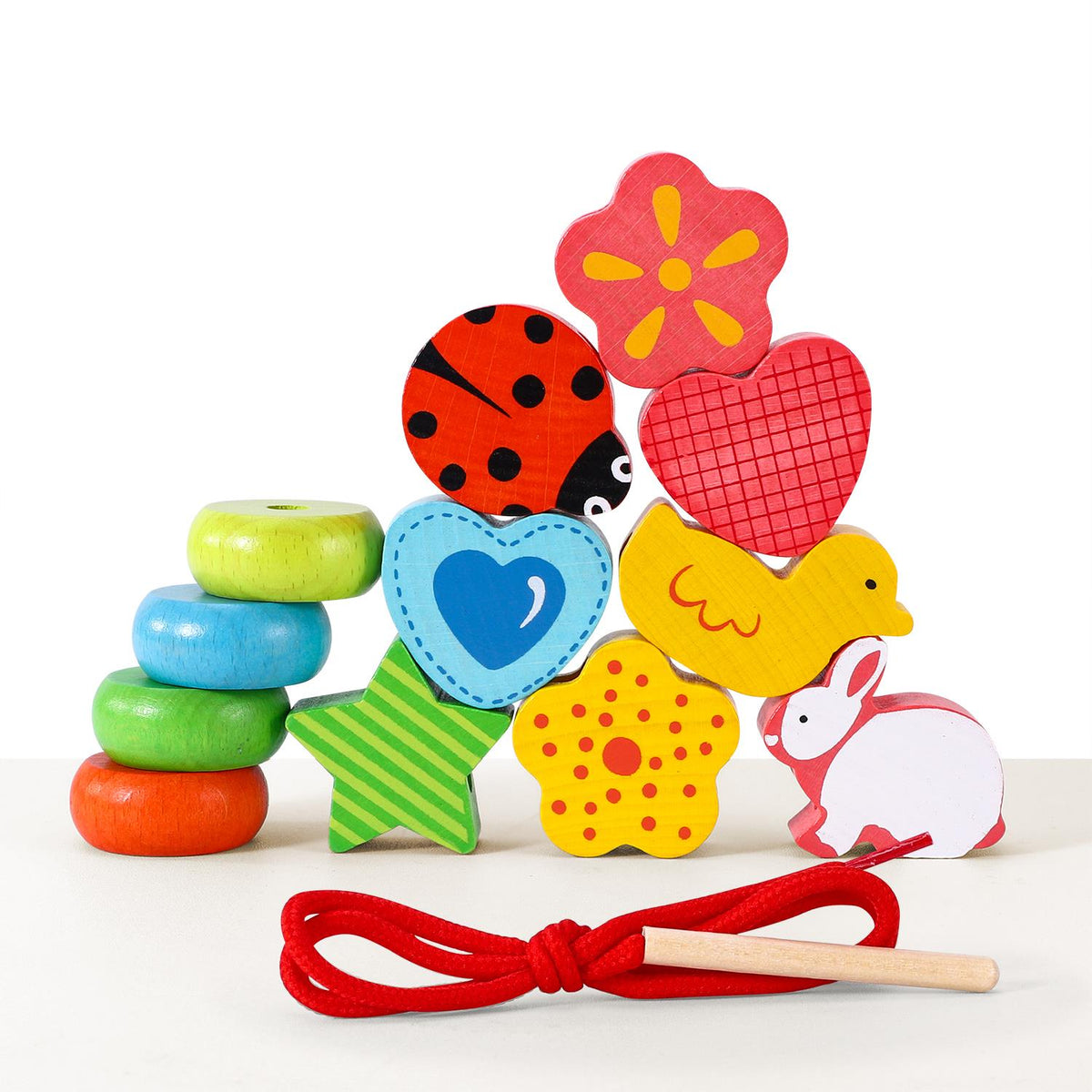 SOKA First Threading Lacing Blocks Set – Colourful Chunky Shapes for Early Learning
