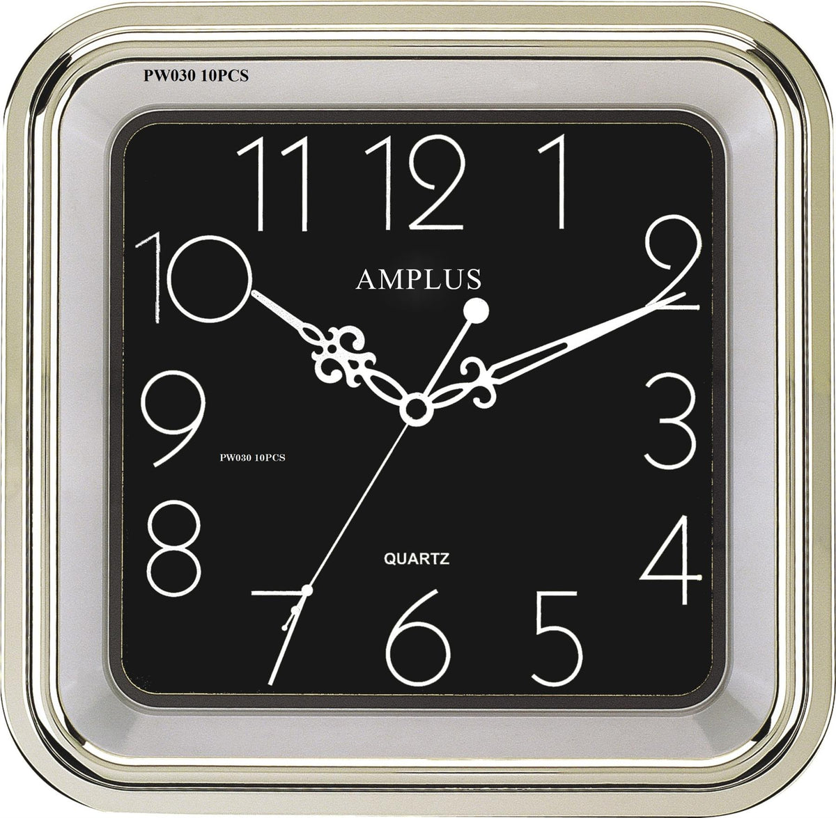 Amplus square silver wall clock