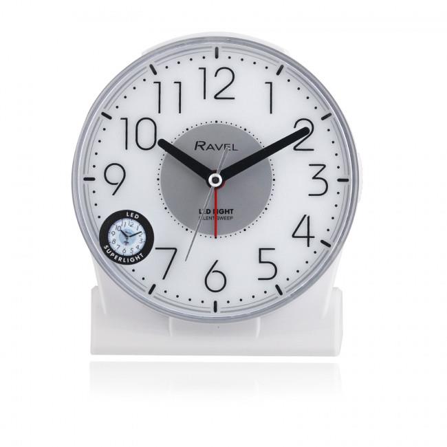 Ravel Large Contemporary Quartz Alarm Clock with LED Superlight – Bold Bedside and Mantel Clock (RC036.4)