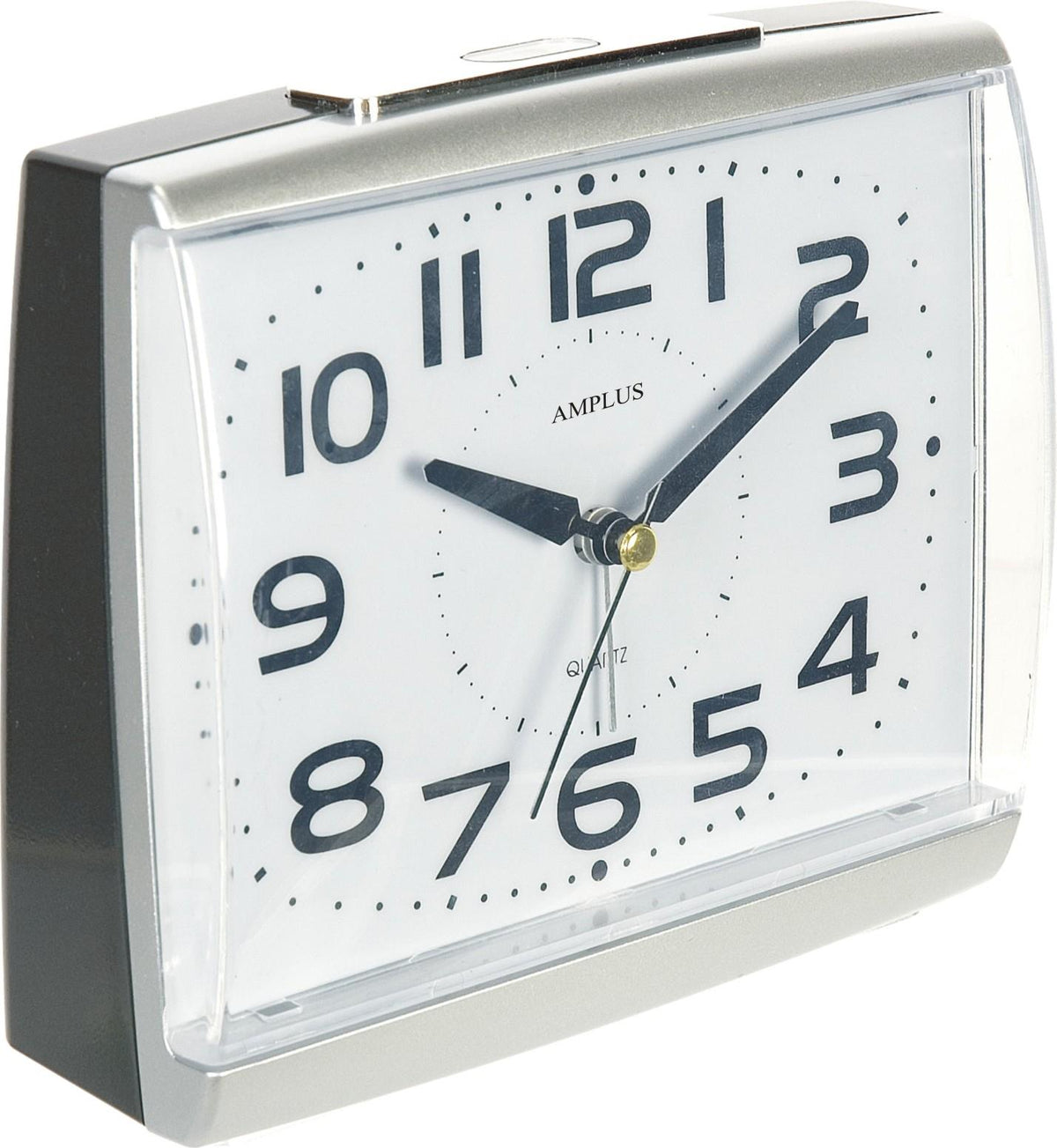 Amplus Large Number Silent Sweep Alarm Clock with Light, Snooze and Glow Dial – Silver