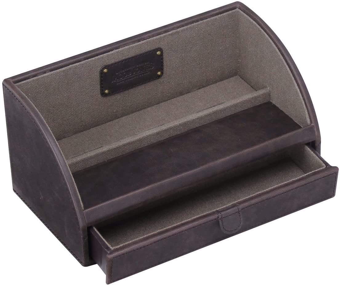Jacob Jones Charging Valet with Drawer, Phone Charging Station & Key Trays – Brown & Khaki