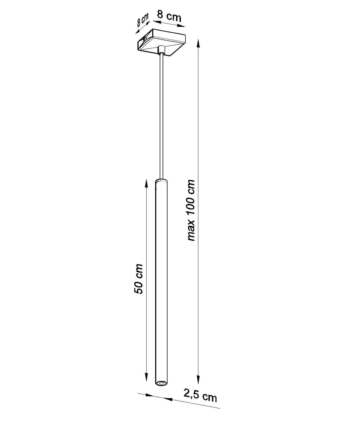 Pastelo Black Tube Pendant Spotlight, G9