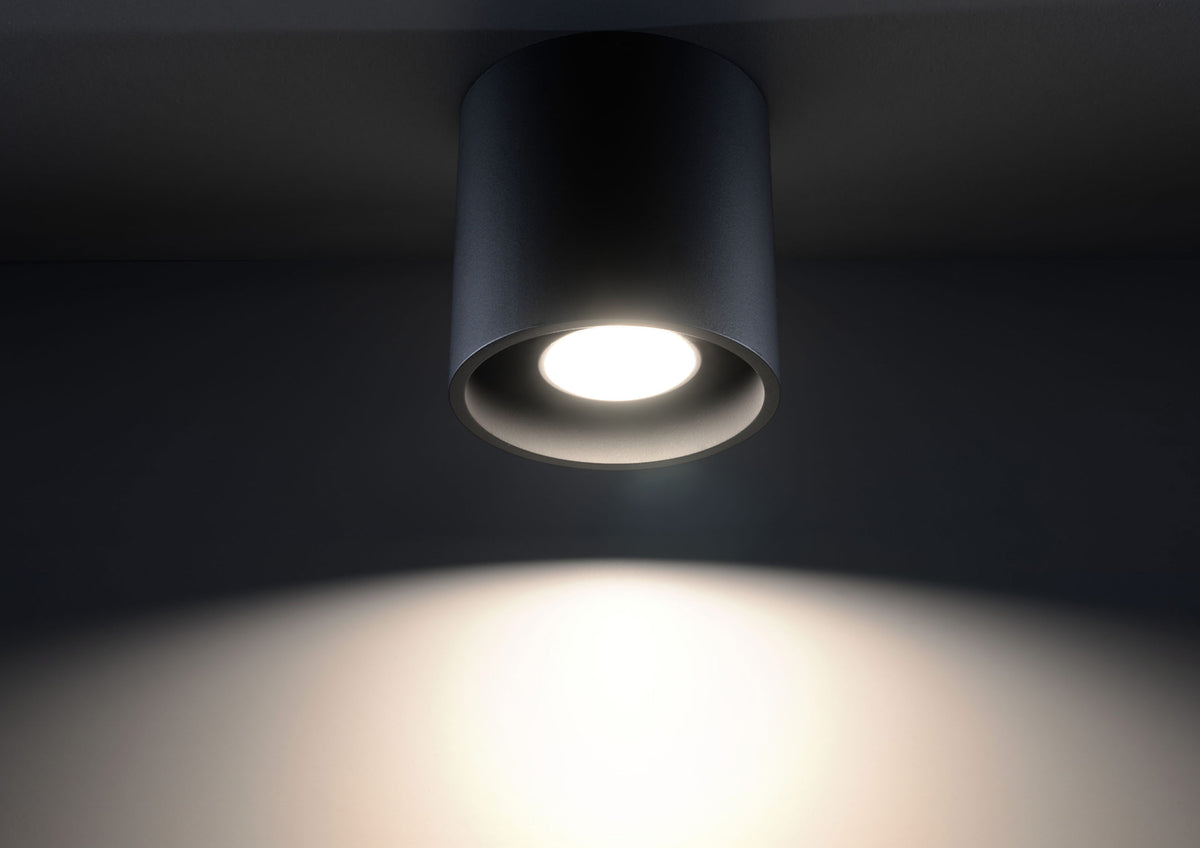 SOLLUX ORBIS 1 Round Black Ceiling Spotlight – Modern Loft Design Aluminium GU10 Light Fitting