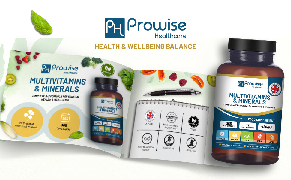Prowise A-Z Multivitamins & Minerals – 365 Vegan Tablets with 26 Active Vitamins & Minerals, 12-Month Supply