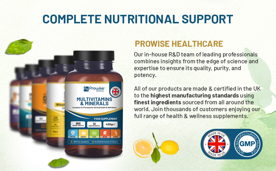 Prowise A-Z Multivitamins & Minerals – 365 Vegan Tablets with 26 Active Vitamins & Minerals, 12-Month Supply