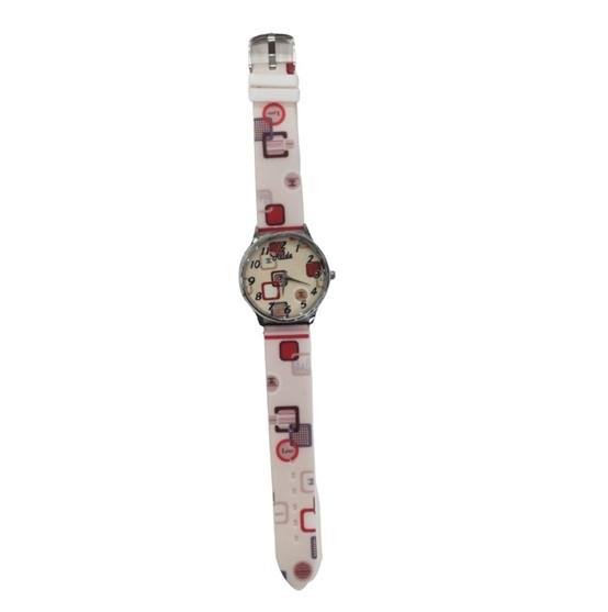Relda Ladies Analogue Watch – Red Square Case, Pink Silicone Strap