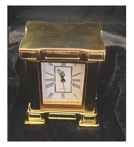 Miniature Rectangle French Mantel Clock in Polished Gold Solid Brass (IMP38) – Roman Numeral Design
