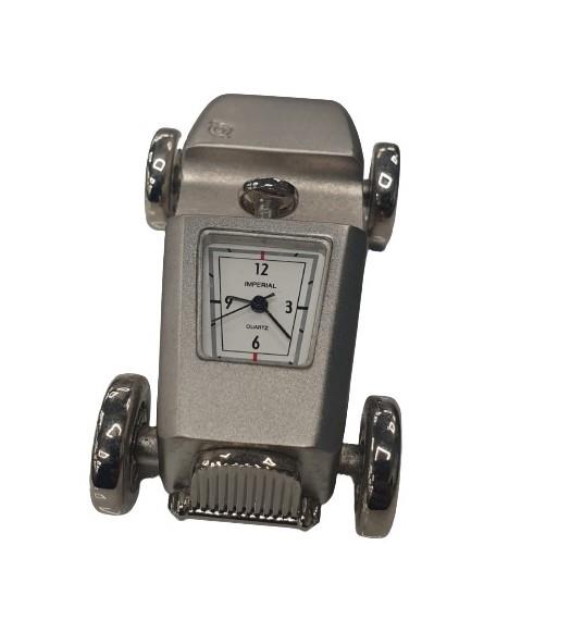 Miniature Car Clock in Silver Plated Solid Brass – Vintage Style Decorative Accessory, IMP66