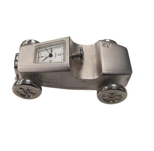 Miniature Car Clock in Silver Plated Solid Brass – Vintage Style Decorative Accessory, IMP66