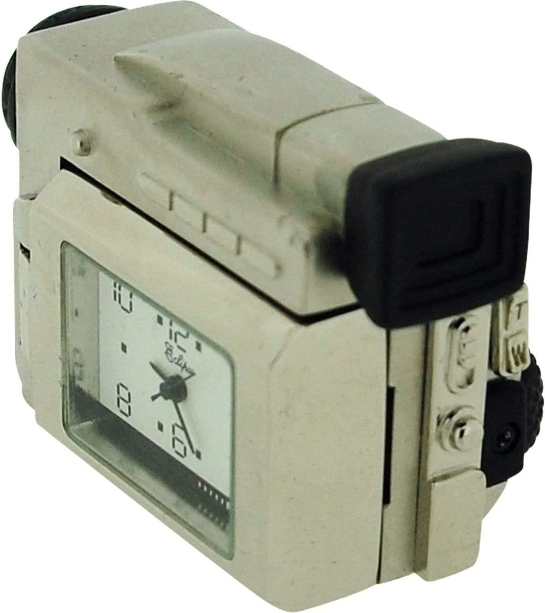 Miniature Novelty Clock with Silver Plated Metal Video Camera – Solid Brass Collectable Desk Clock