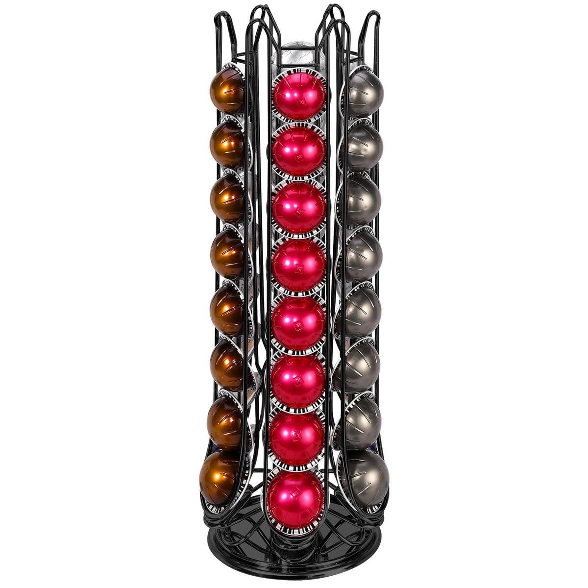 Vinsani 48 Pod Coffee Capsule Stand with 6 Wells – Organised Coffee Pod Holder, Black