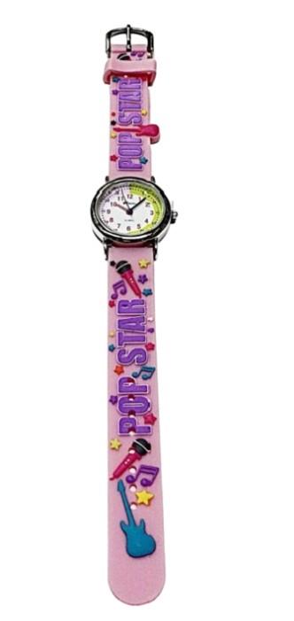 Ravel Girls 3D Cartoon Time Teacher Watch with Numbered Minute Track – Children's Silicone Strap Watch, Pop Star